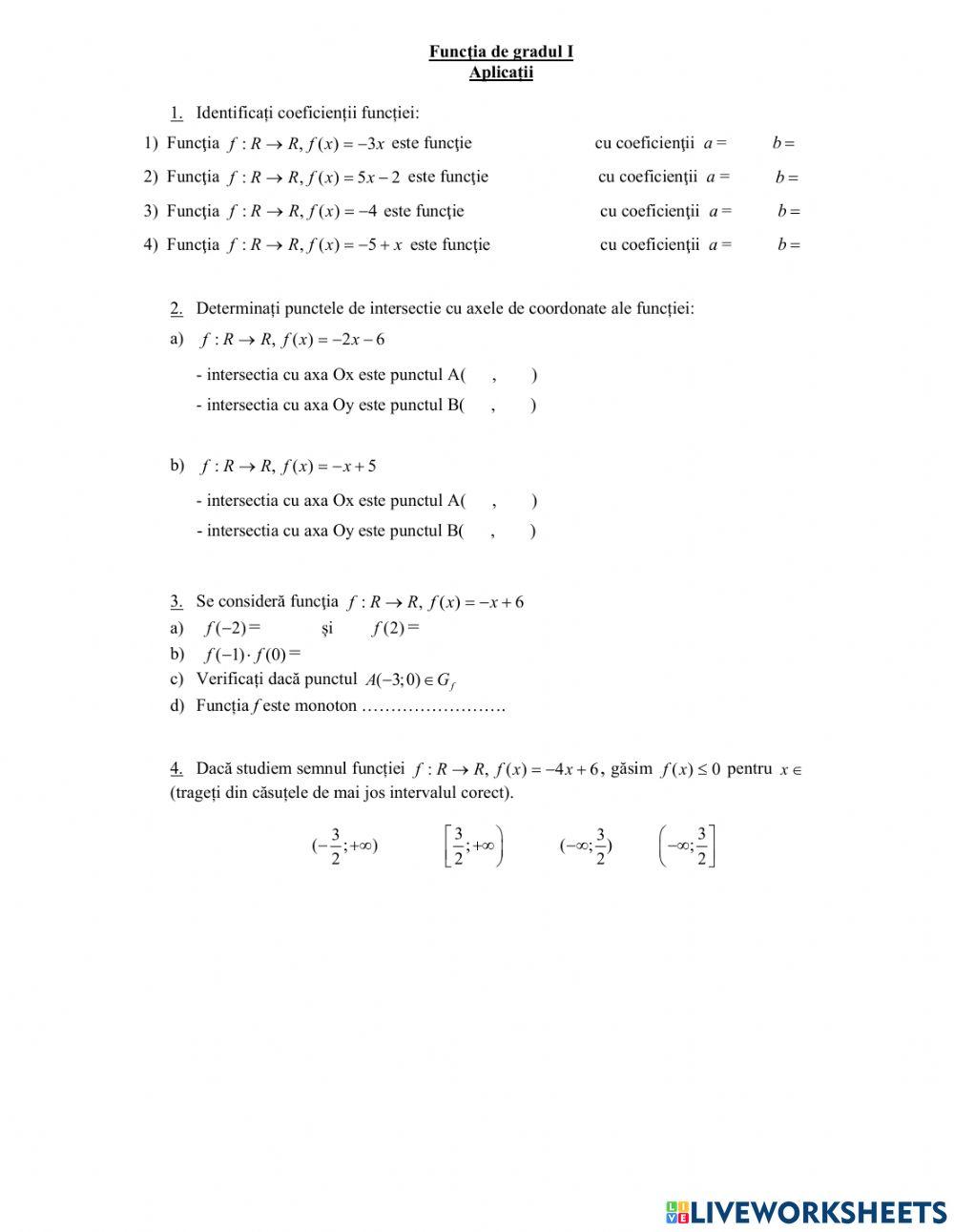 Graficul functiei de gradul I