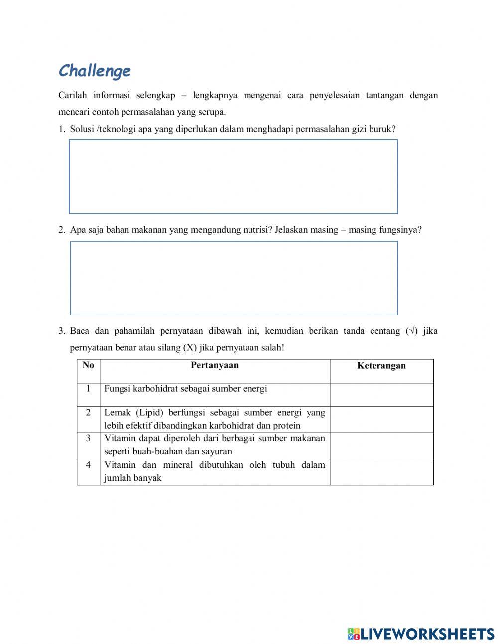 Kandungan Nutrisi Pada Bahan Makanan
