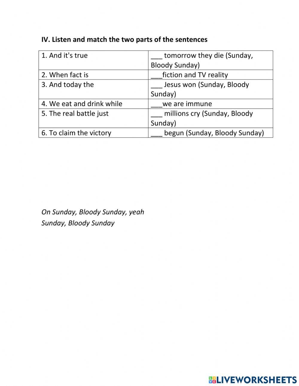 Sunday bloody Sunday