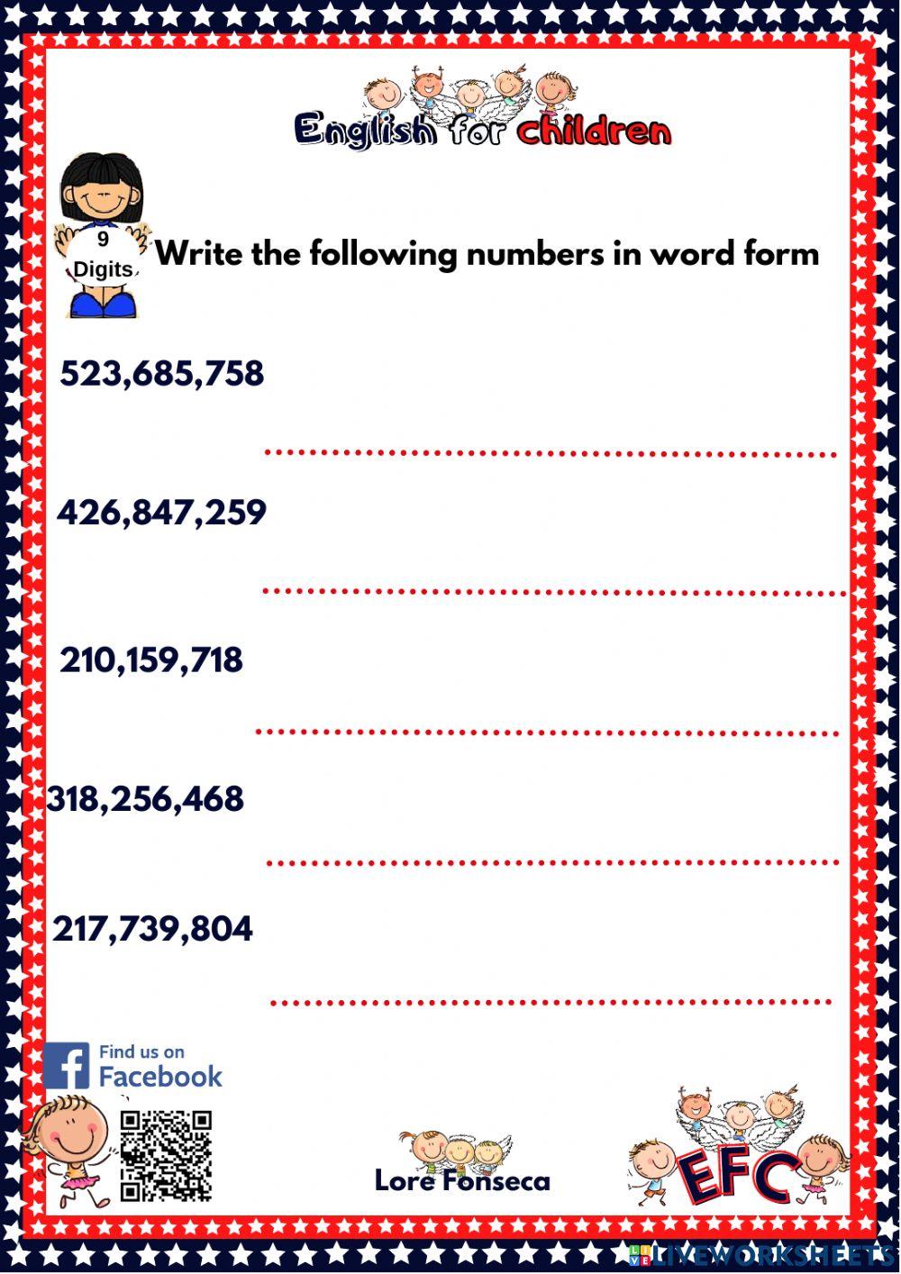 Cardinal numbers 2 to 9 digits EFC LORE FONSECA