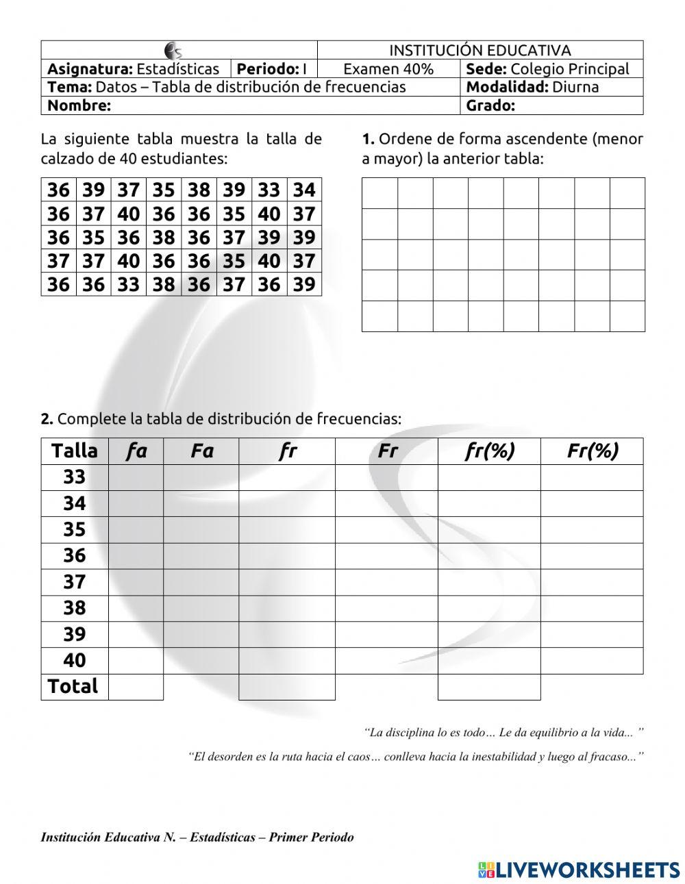 Examen Estadísticas 11th