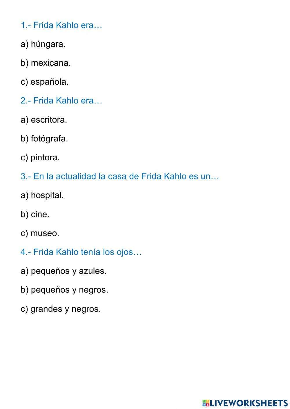 Comprensión lectora: Frida Kahlo