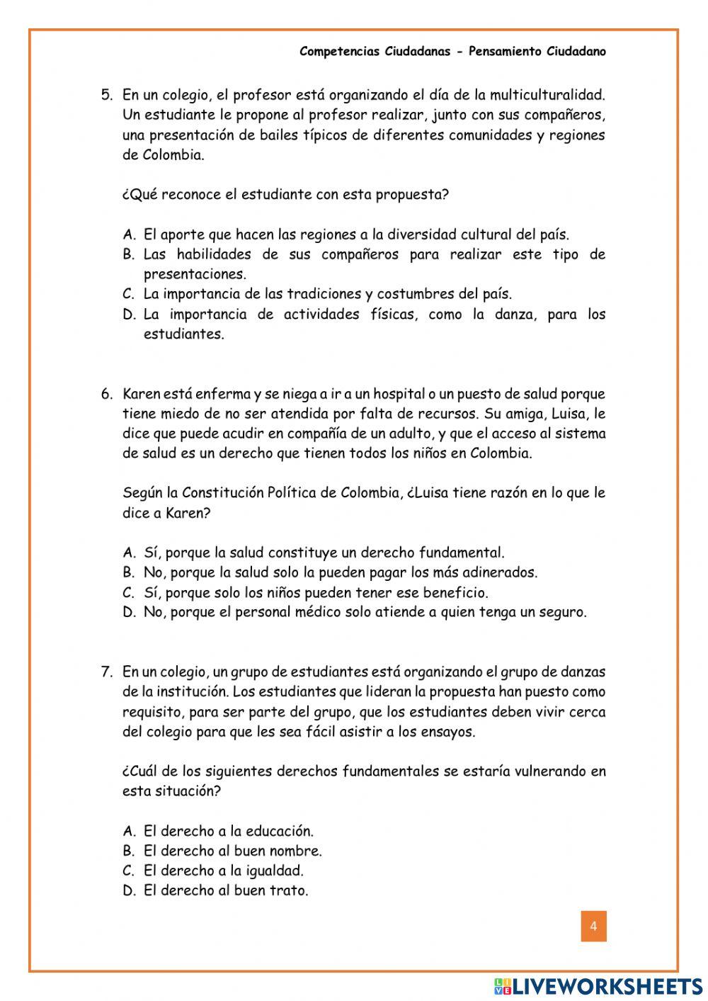 Prueba Diagnóstica - Competencias Ciudadanas