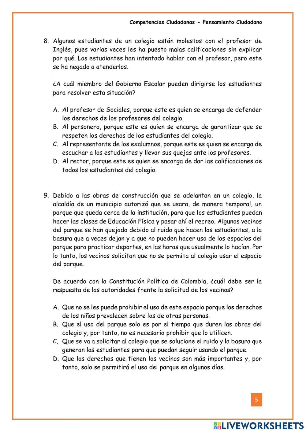 Prueba Diagnóstica - Competencias Ciudadanas