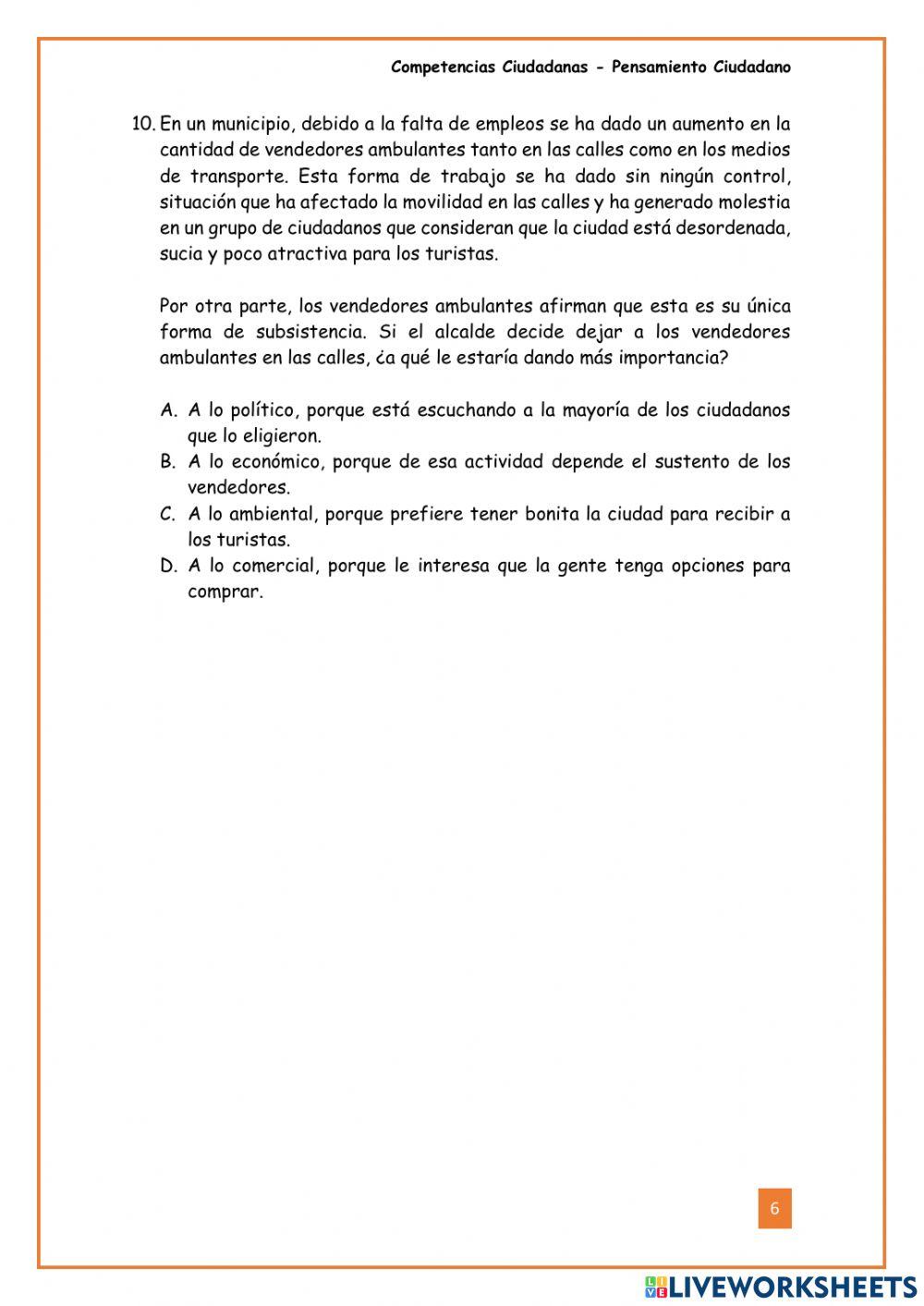 Prueba Diagnóstica - Competencias Ciudadanas