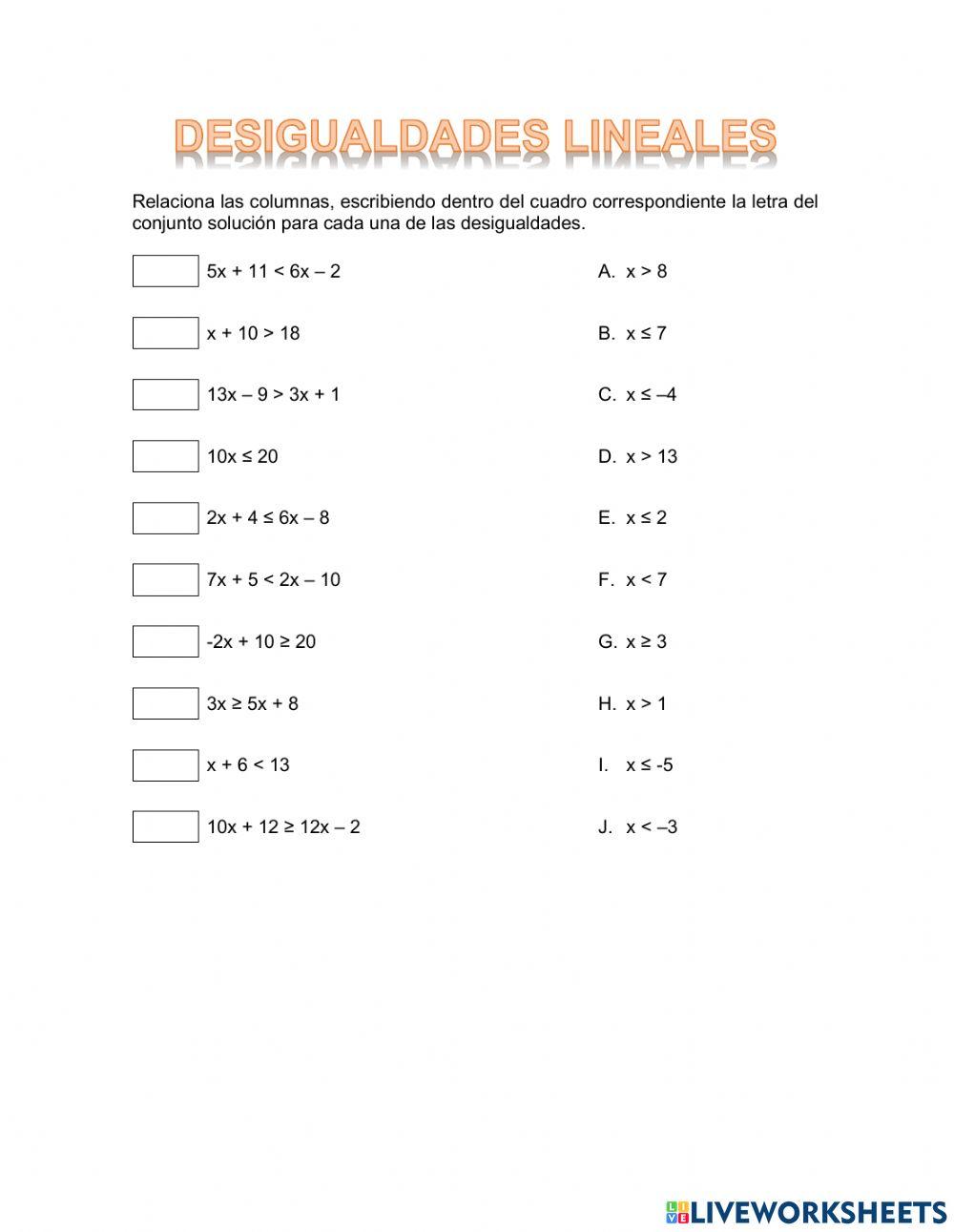 Desigualdades lineales