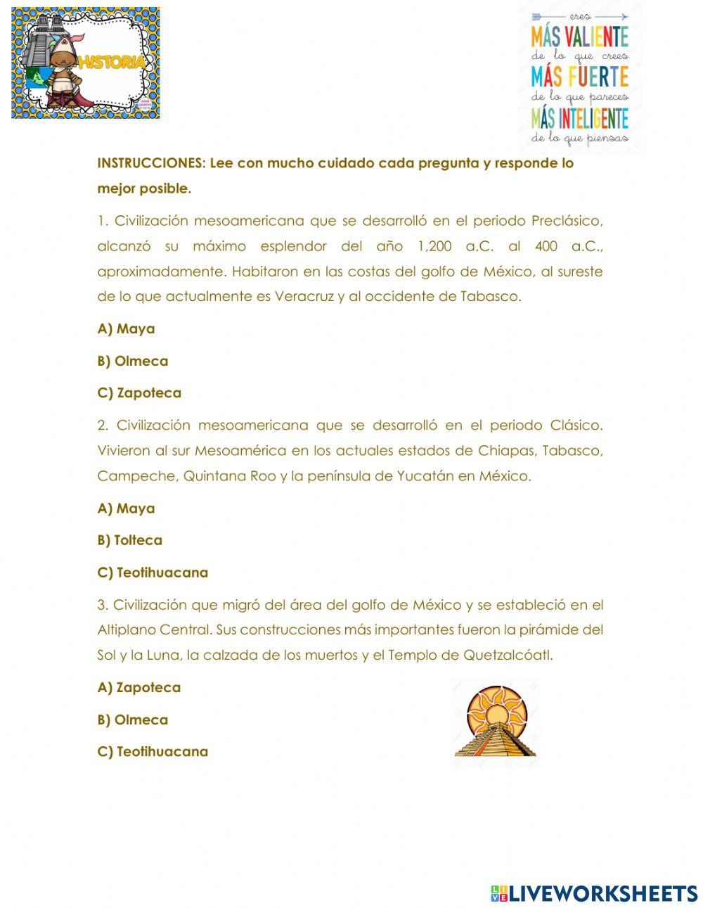 Evaluación de historia