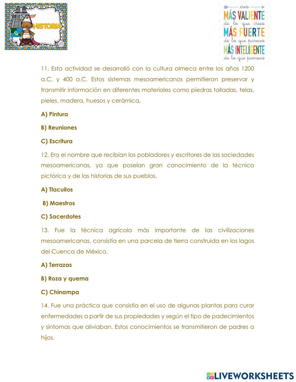 Evaluación de historia