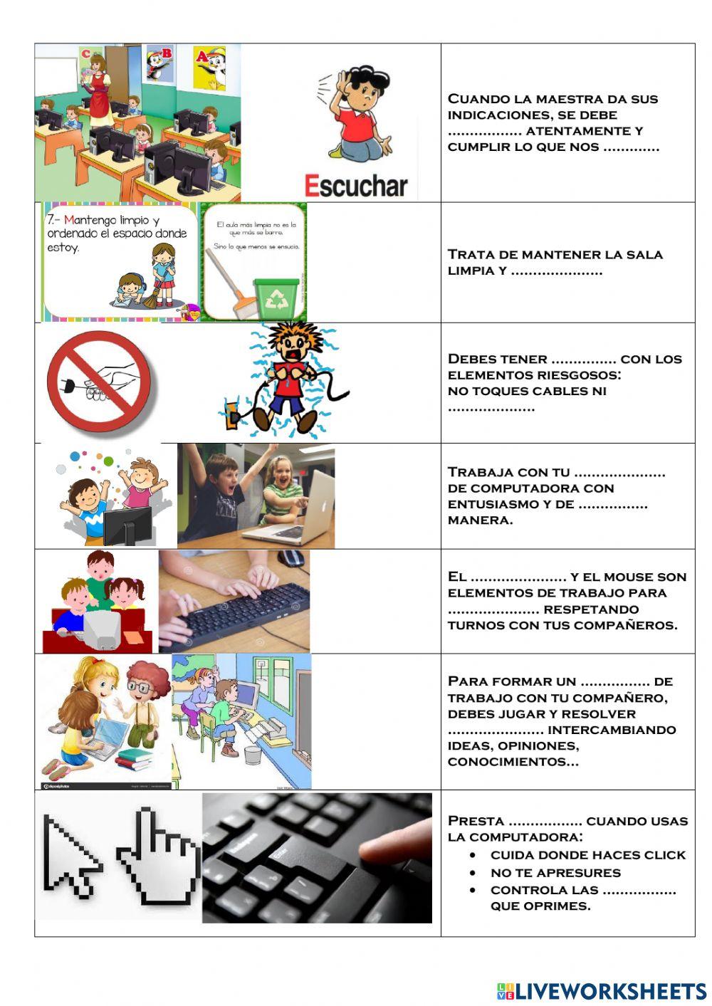 Normas en la sala de informática ii