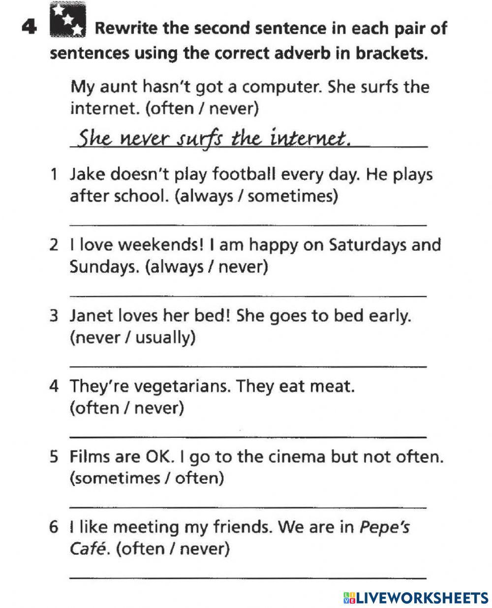 Adverbs of frequency: Writing sentences by Teacher Kasim