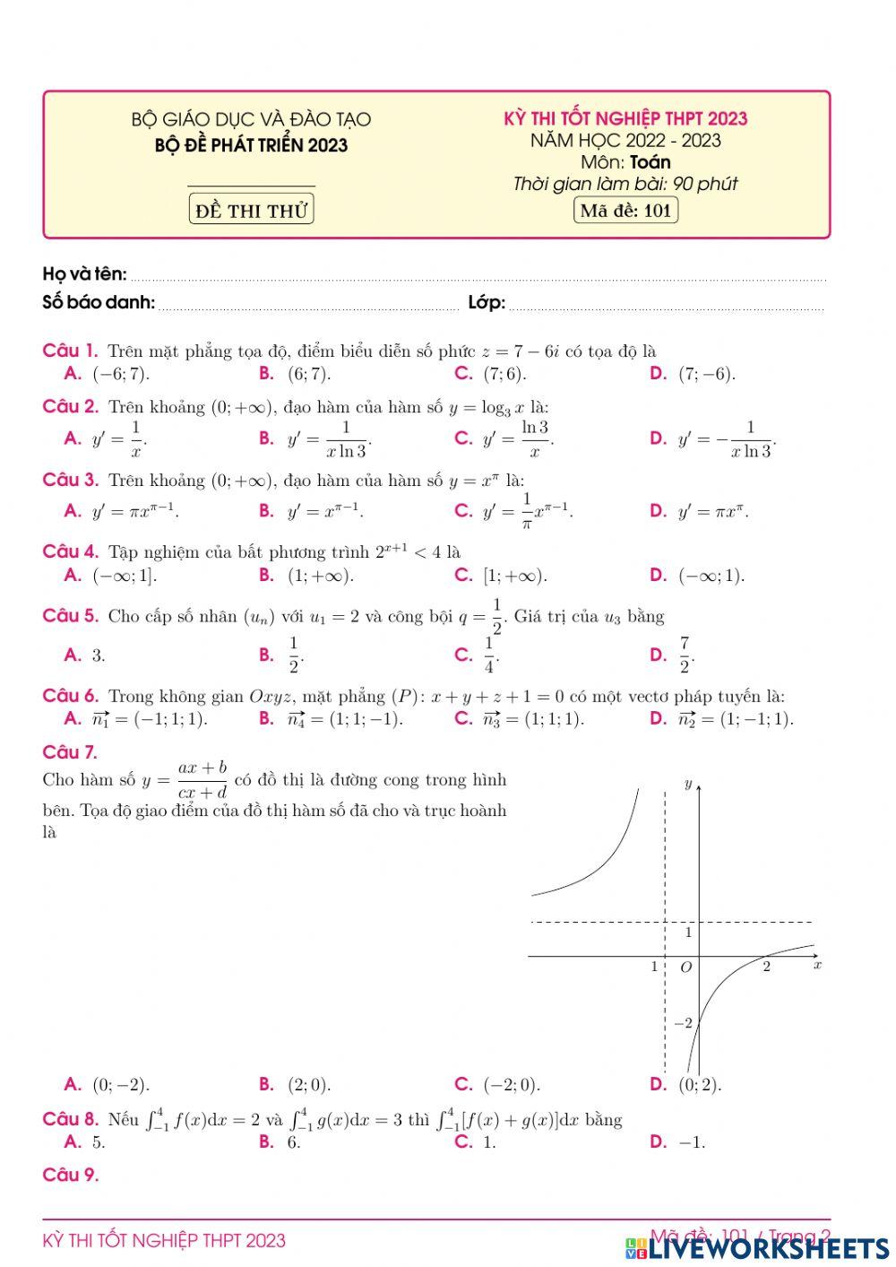 TN2023-PBC-Đề ôn tập số 101