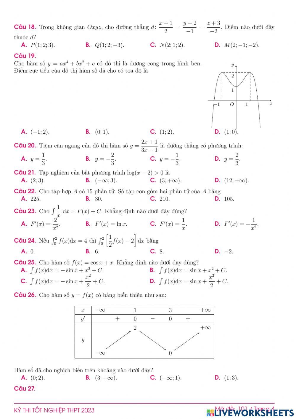 TN2023-PBC-Đề ôn tập số 101