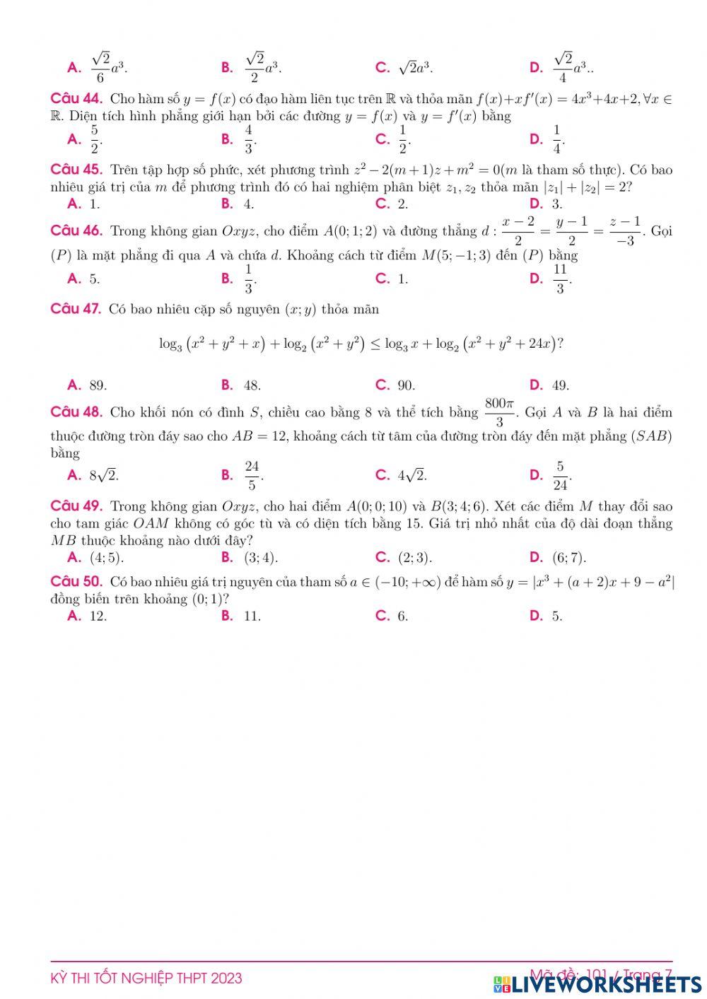 TN2023-PBC-Đề ôn tập số 101