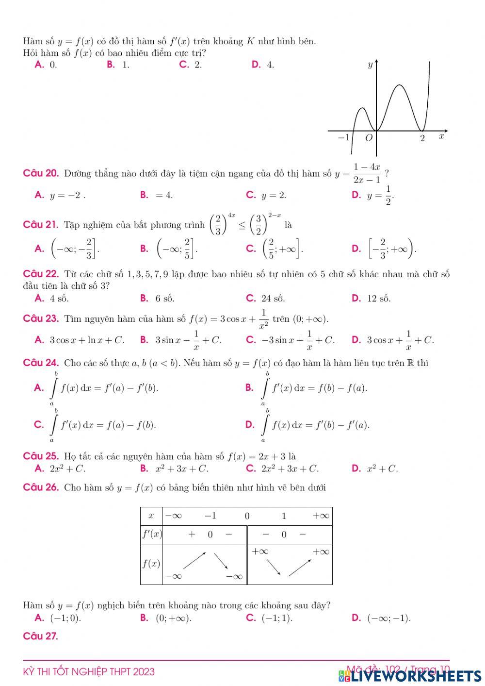 TN2023-PBC-Đề ôn tập số 102