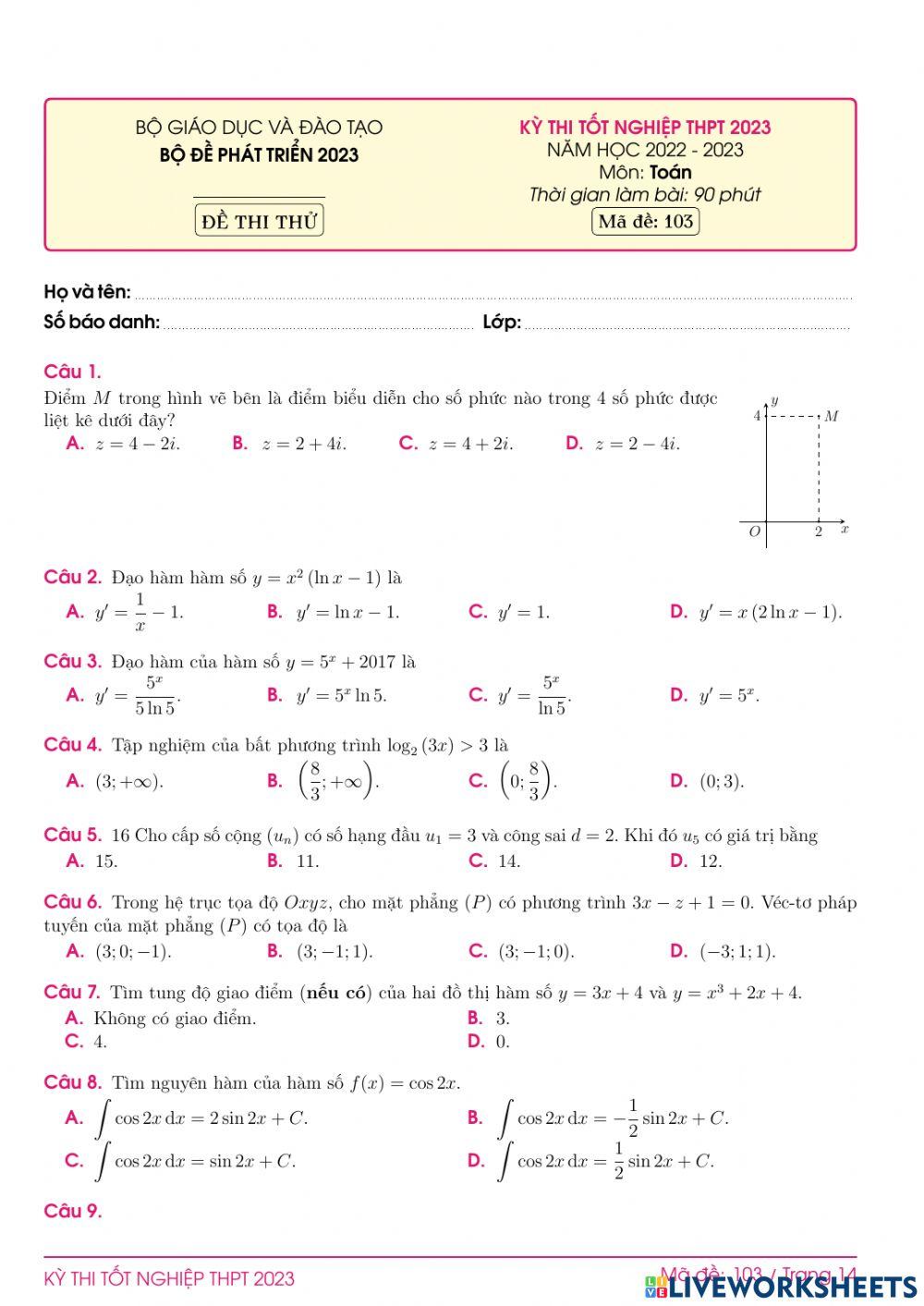 TN2023-PBC-Đề ôn tập số 103