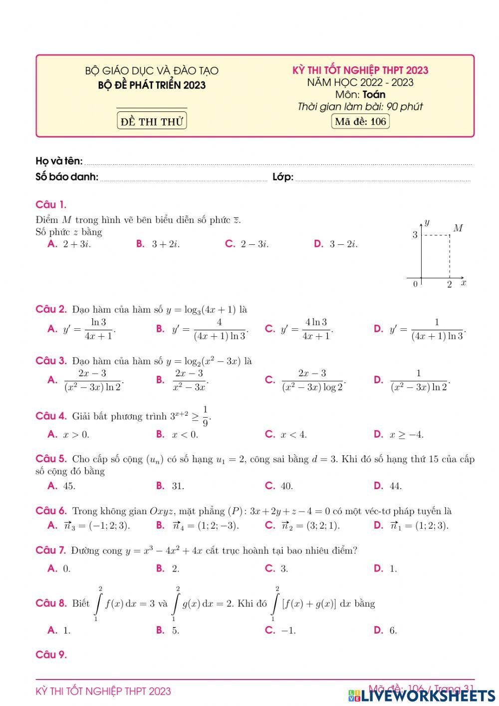 TN2023-PBC-Đề ôn tập số 106