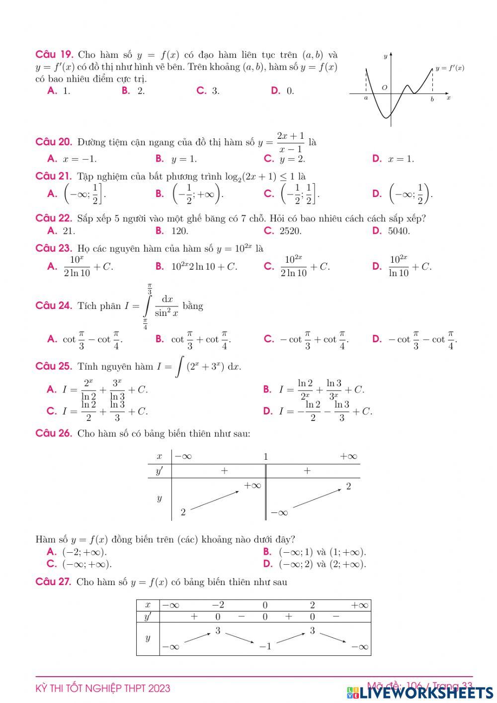 TN2023-PBC-Đề ôn tập số 106