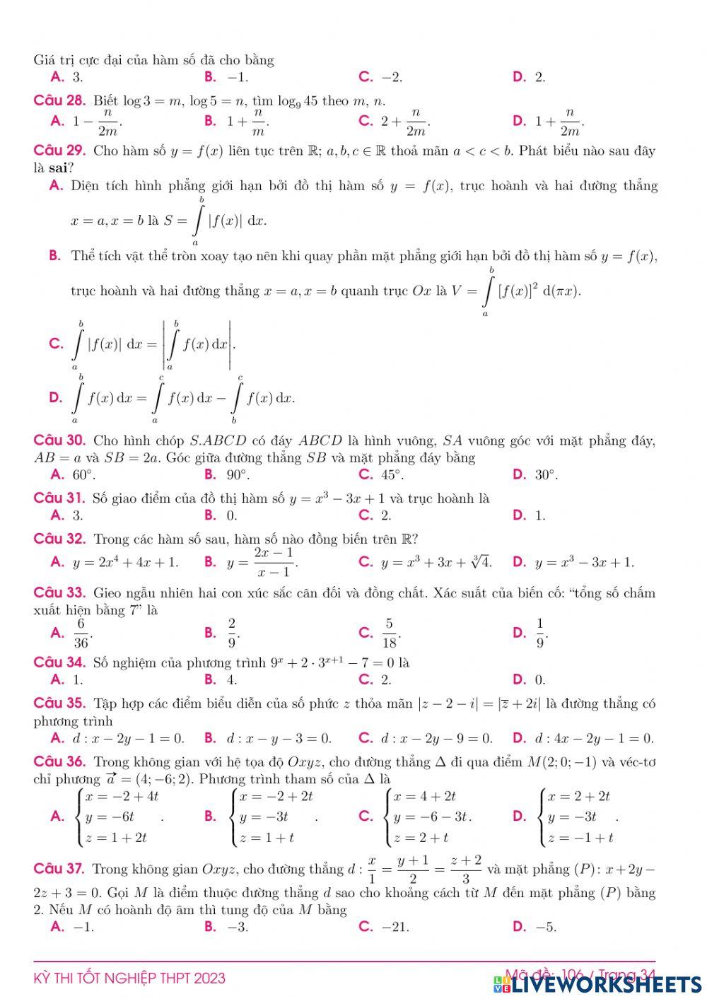 TN2023-PBC-Đề ôn tập số 106
