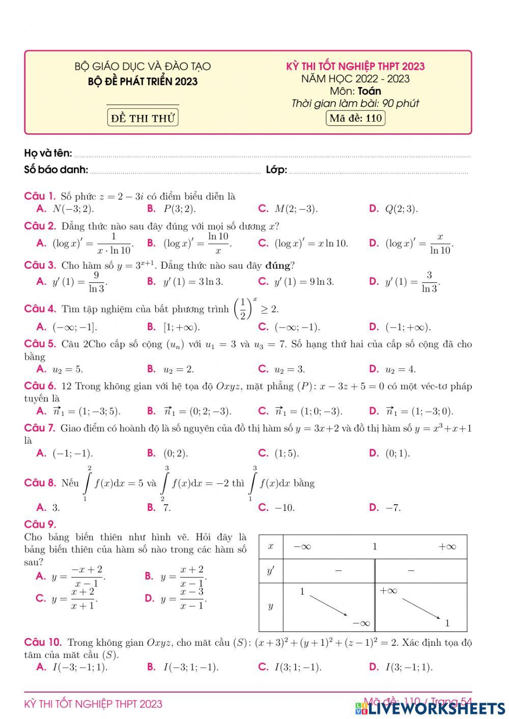 TN2023-PBC-Đề ôn tập số 110