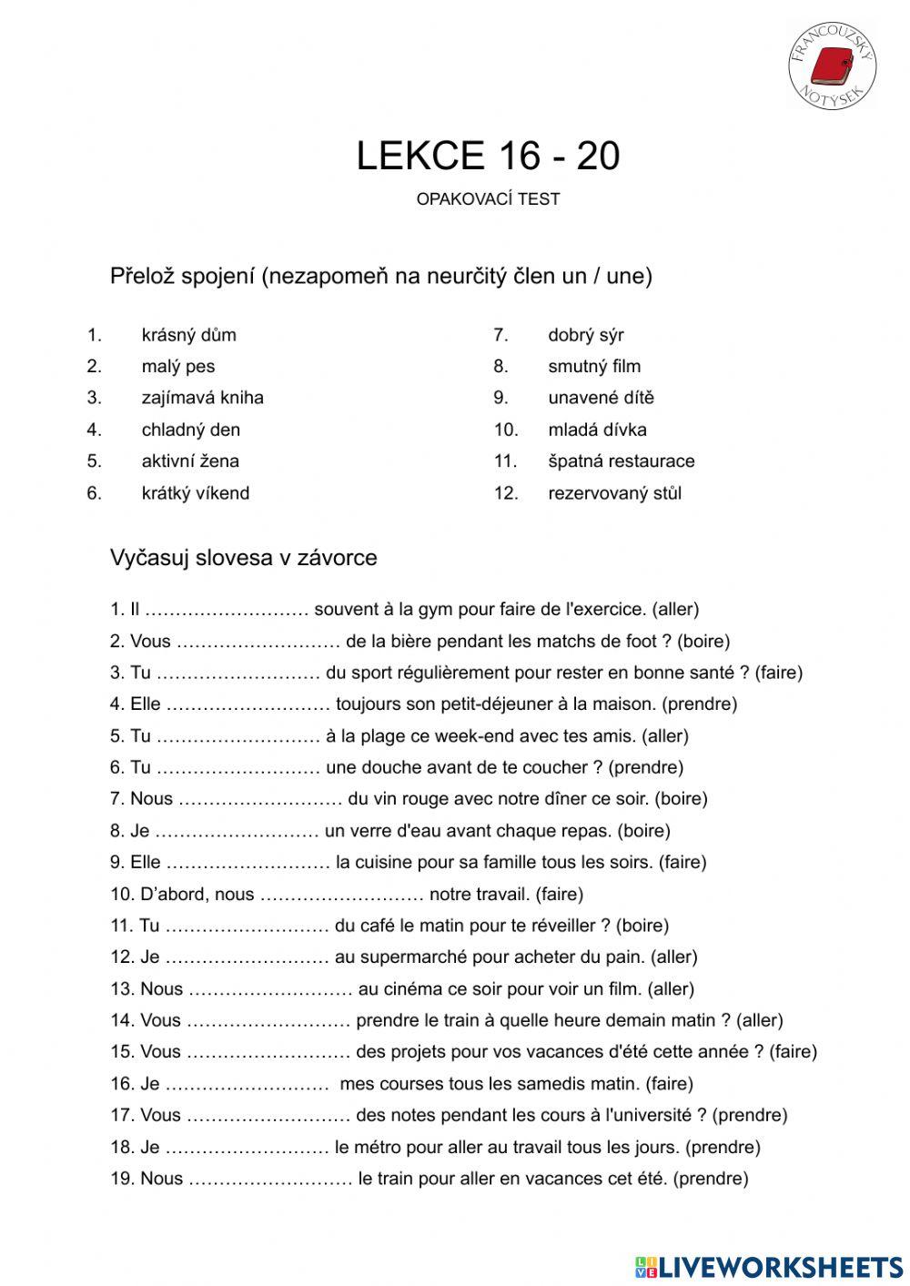 Opakovací test lekce 16-20