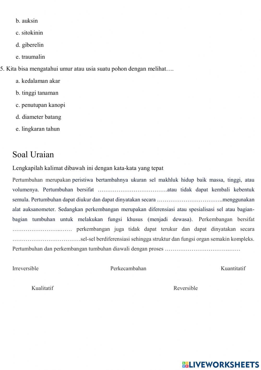 Pertumbuhan dan perkembangan tumbuhan