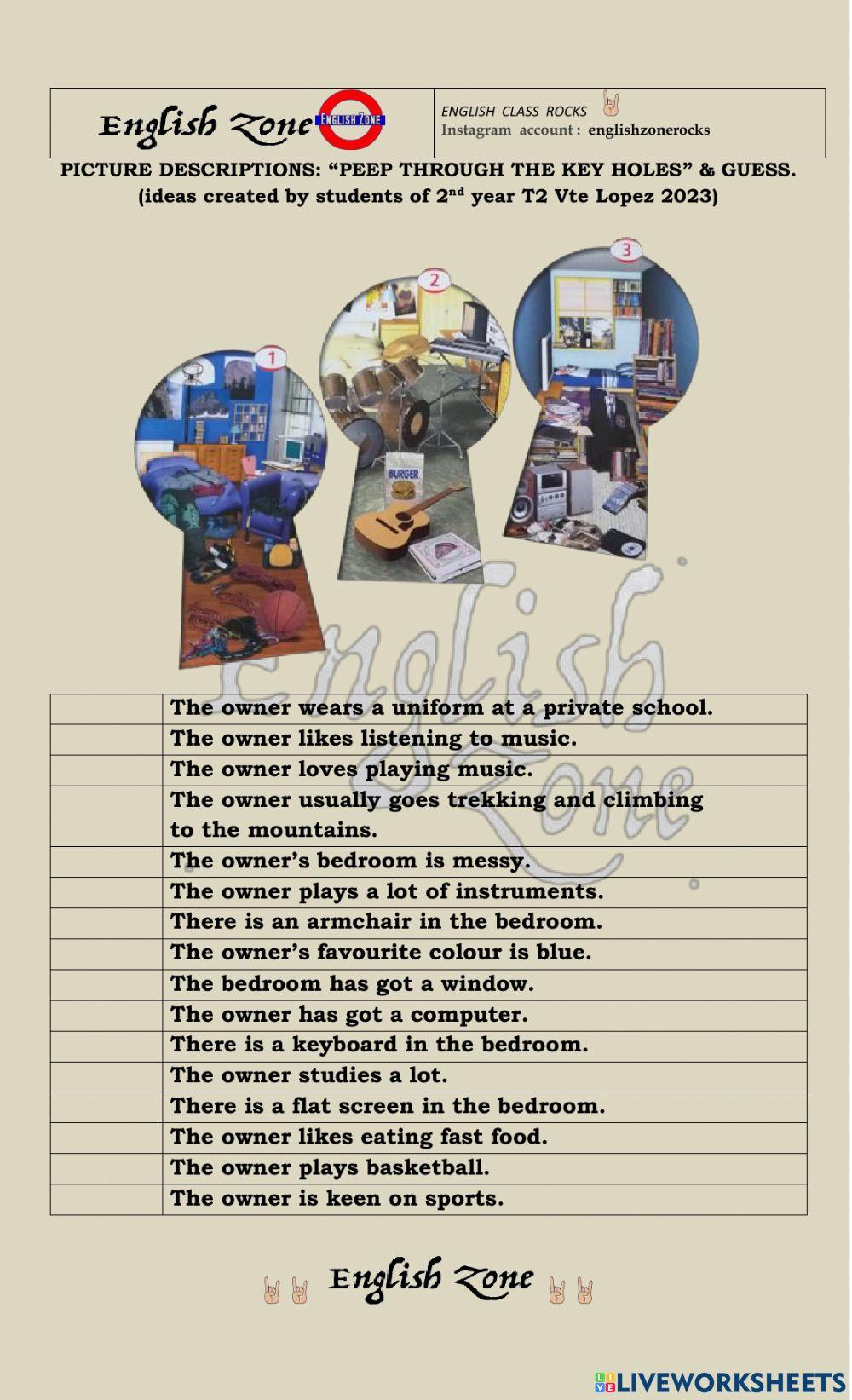 Picture descriptions: peep through the key holes