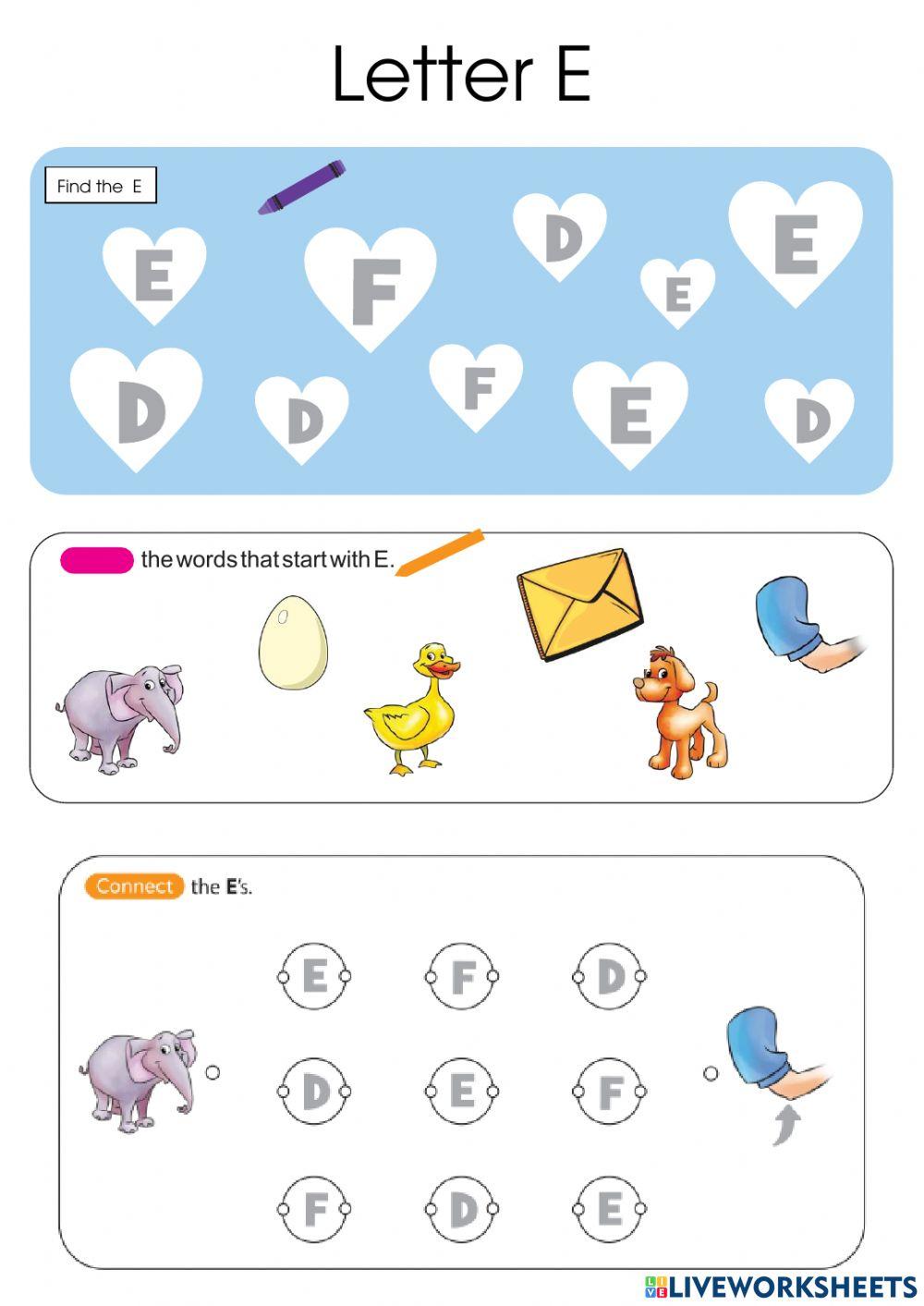 Letter E worksheet