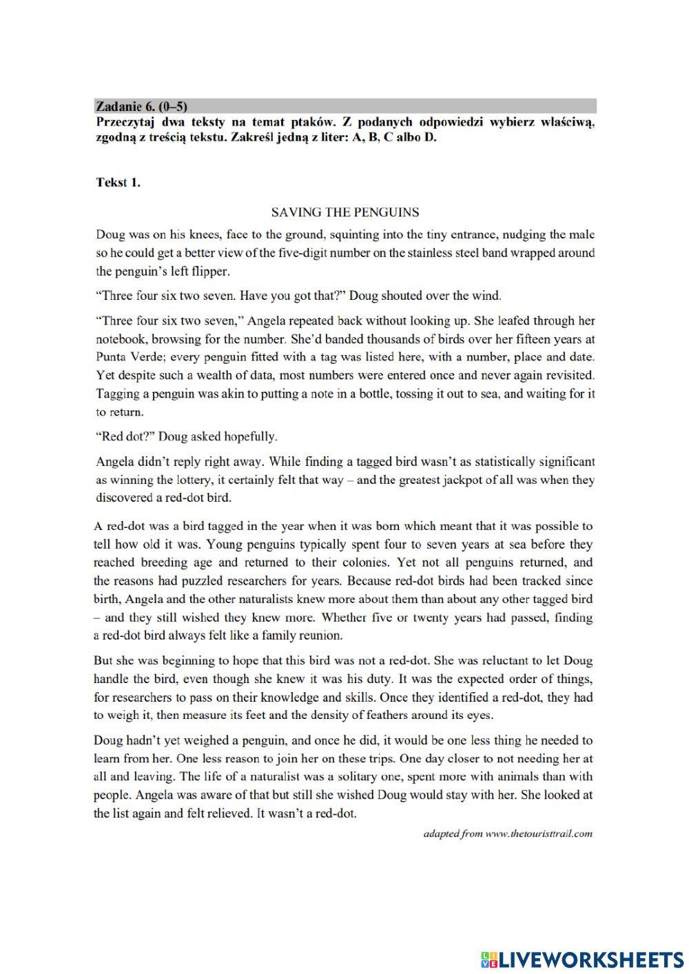 Matura rozszerzona Reading