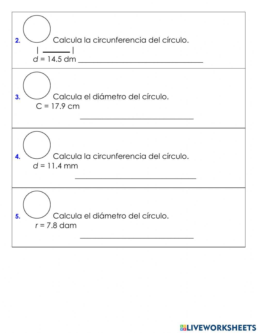 Elementos del círculo y circunferencia
