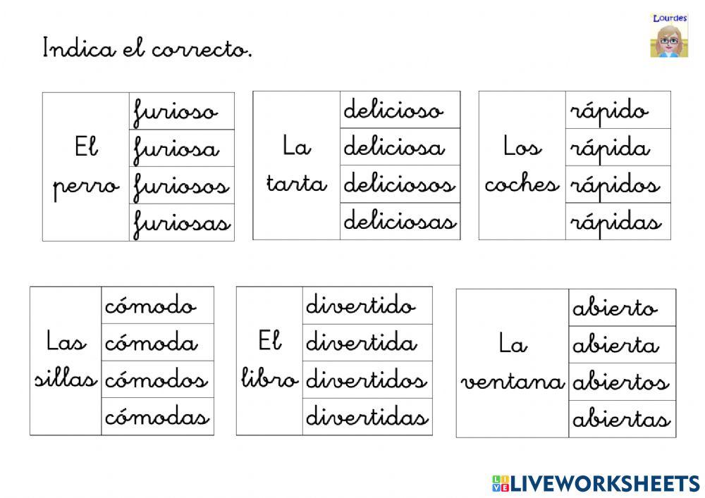 Concordancia con adjetivo