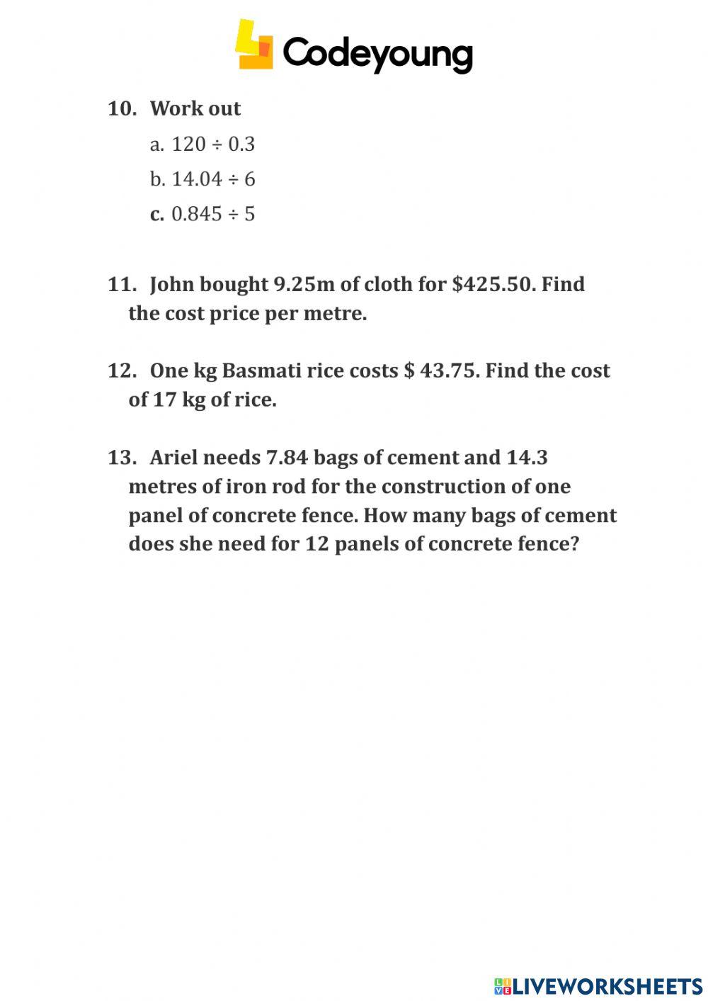 2321605 | Maths grade 5 decimal | Anushka batra