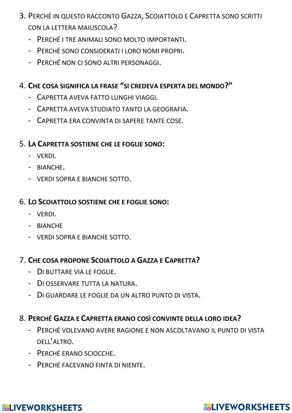 Ascolta e rispondi alle domande