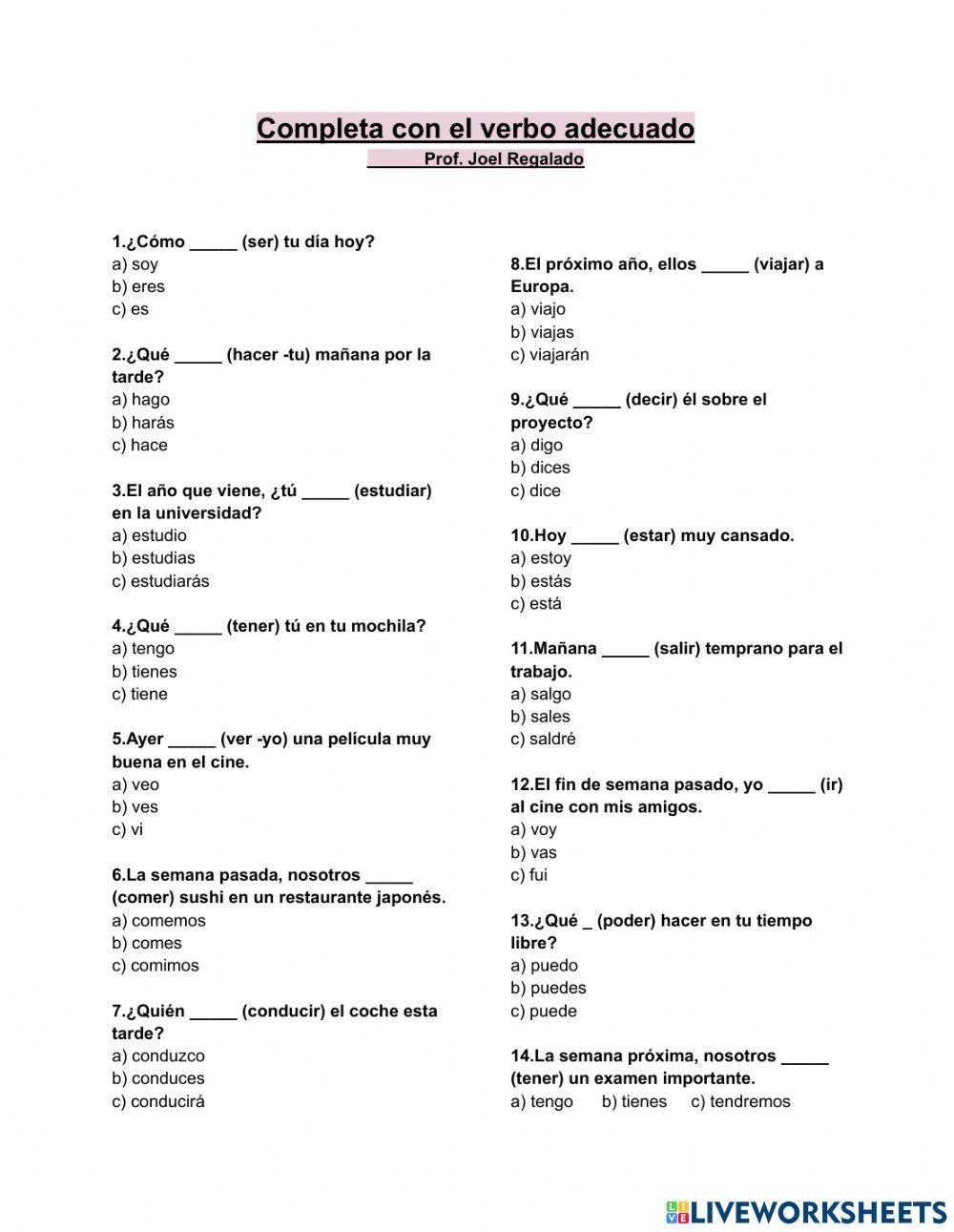 Completa oraciones y frases