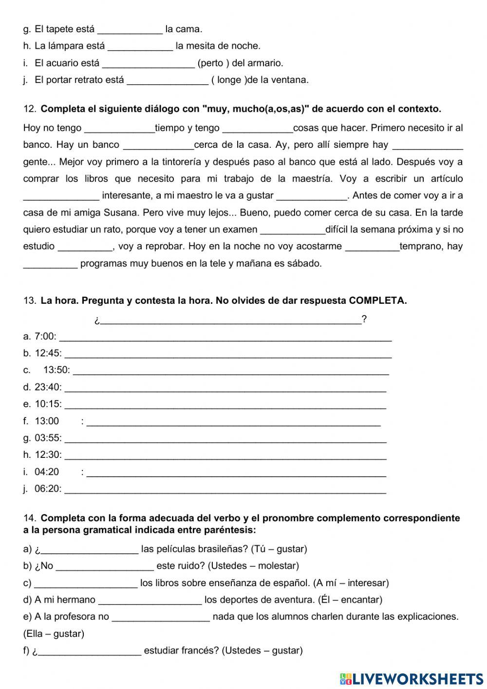 Examen Básico de español