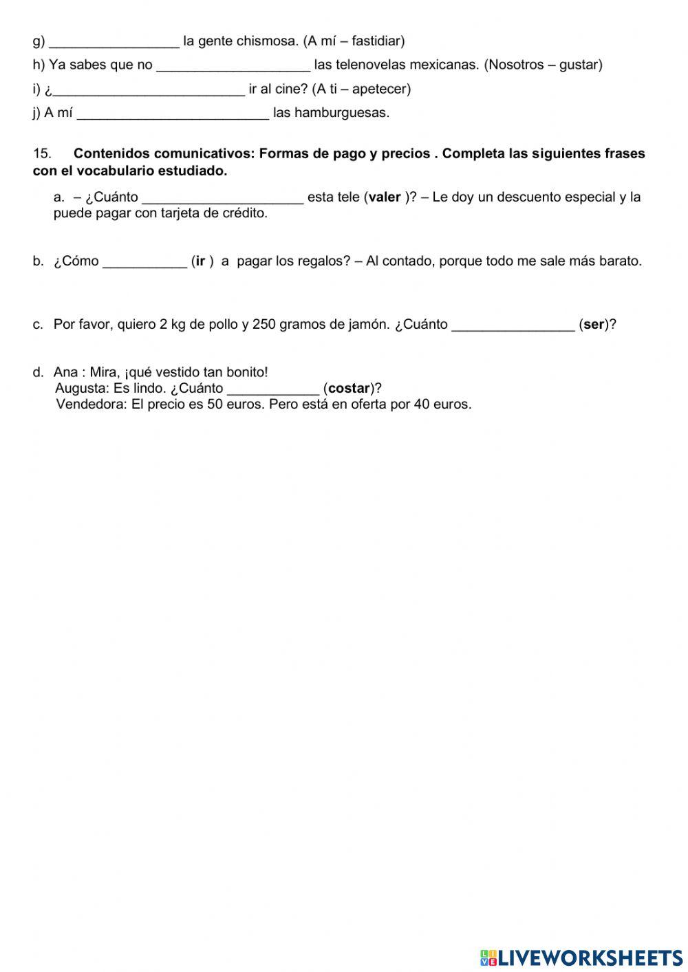 Examen Básico de español