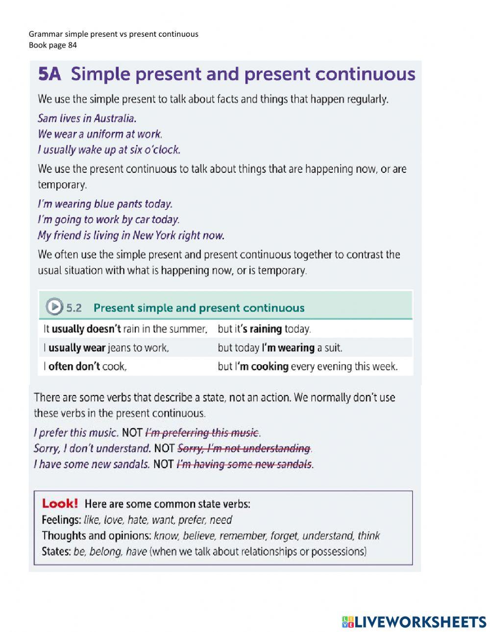 Present simple vs present continuous