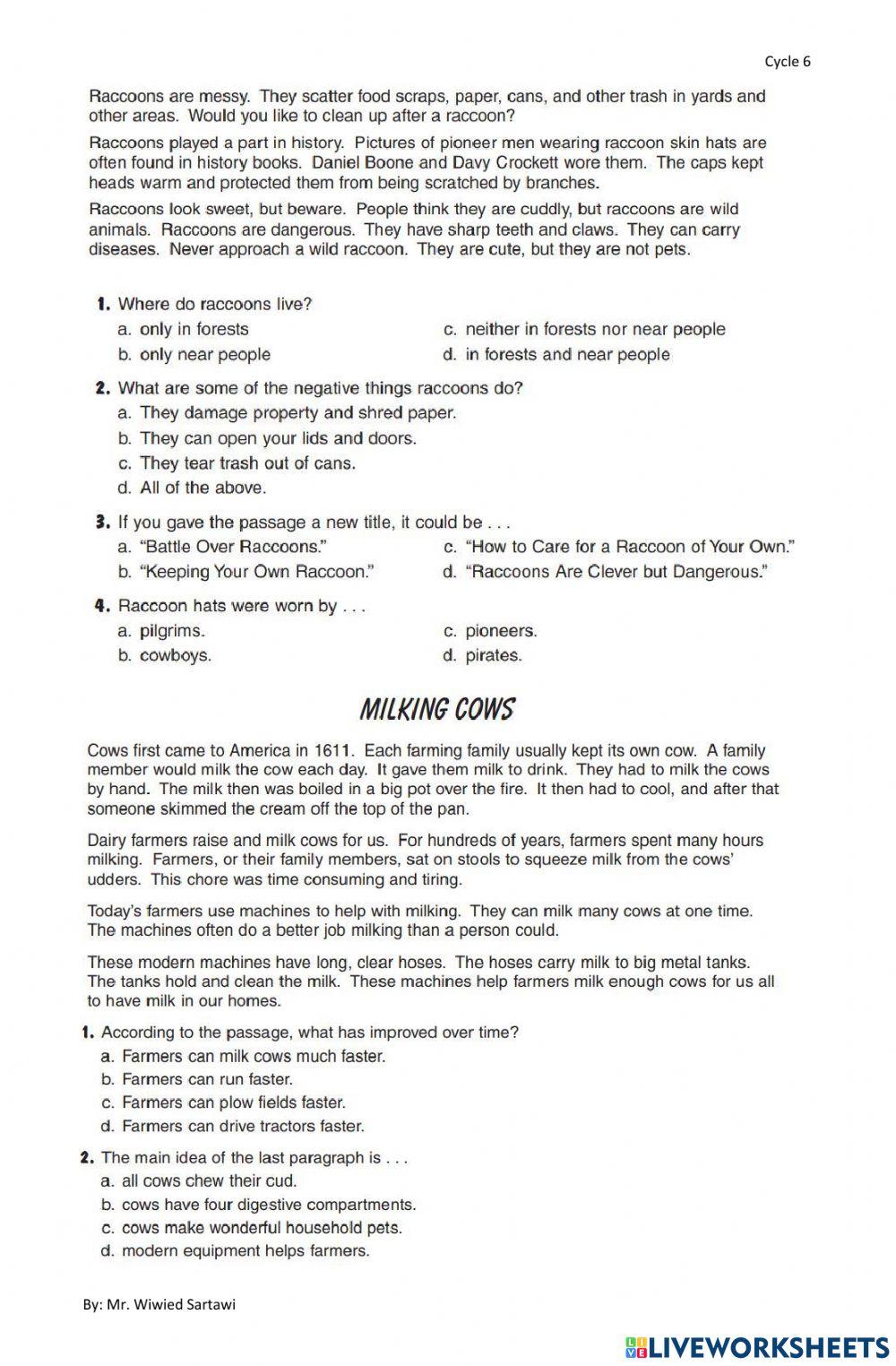 Reading comp cycle 6