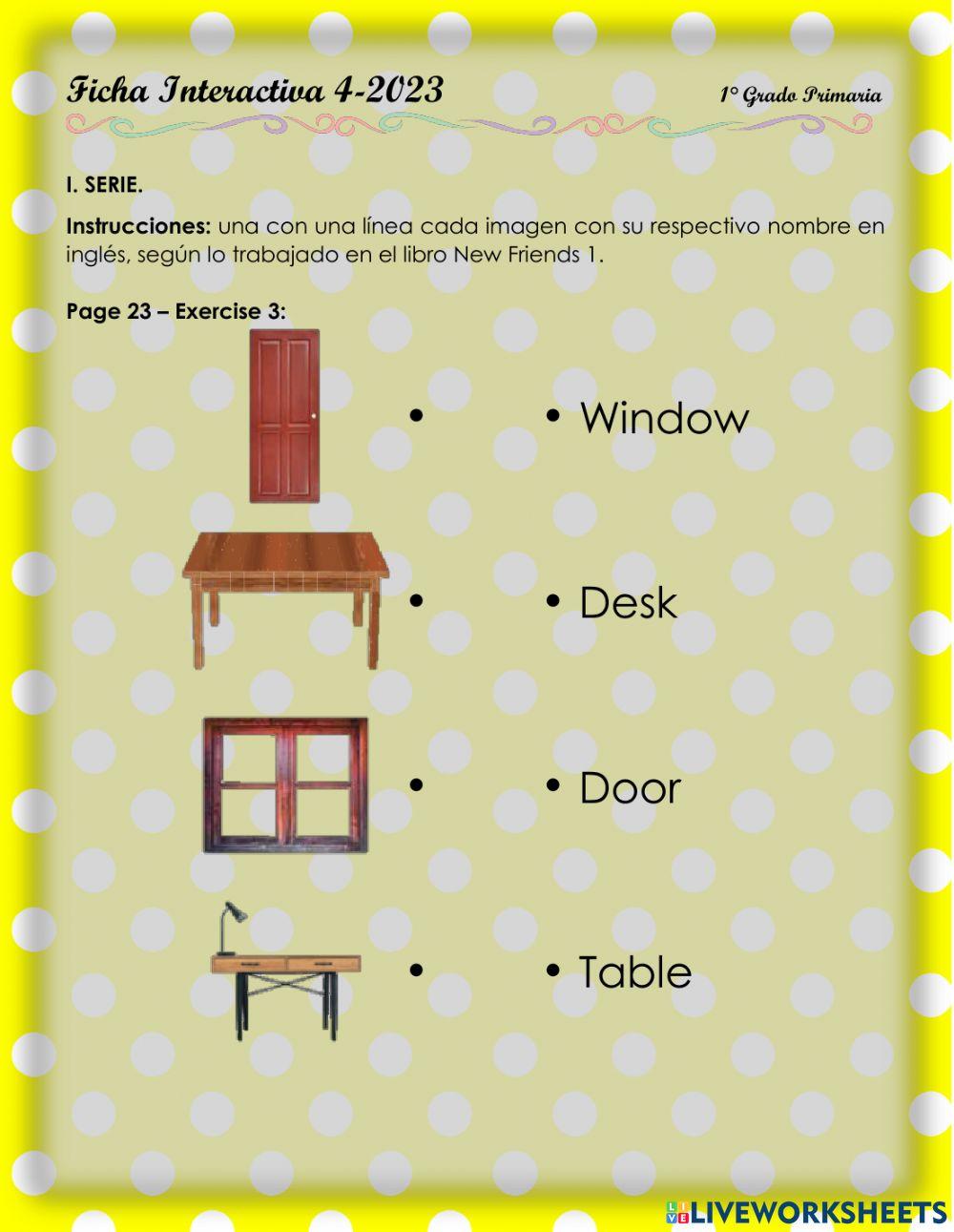 In the classroom 1. 1°-Ficha4-2023
