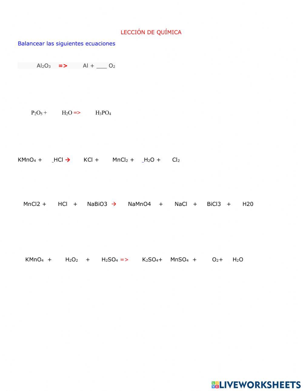 Balanceo de ecuaciones