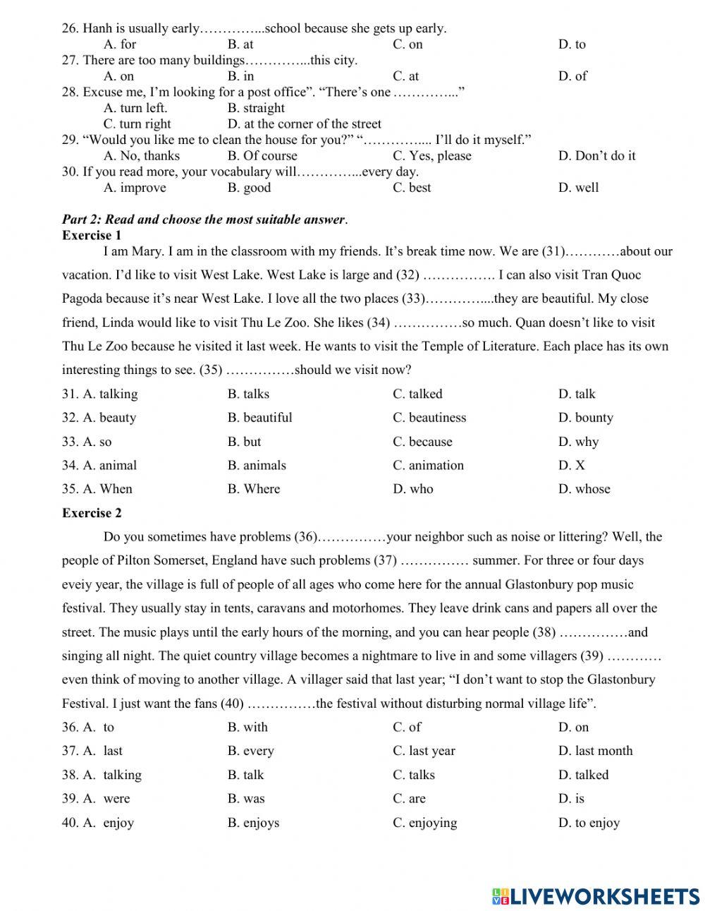 Lop 5- trắc nghiệm tổng hợp test 17