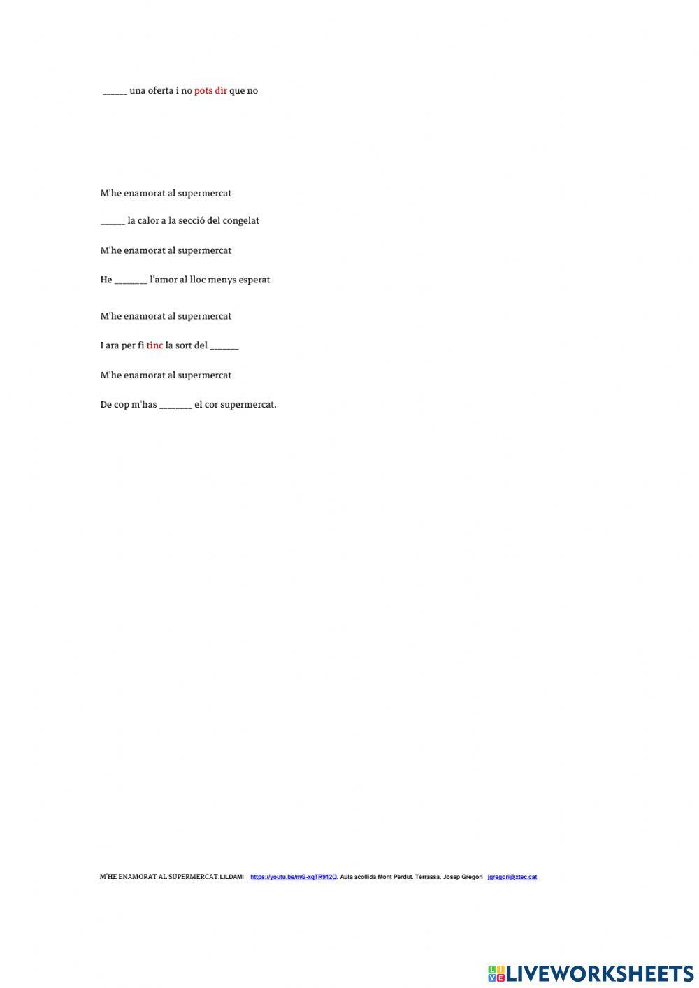 Al supermercat. Lildami. Activitats!