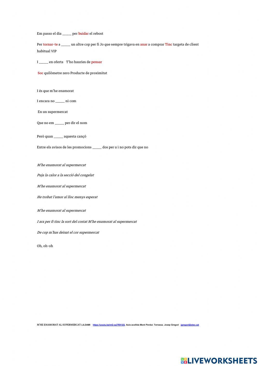 Al supermercat. Lildami. Activitats!