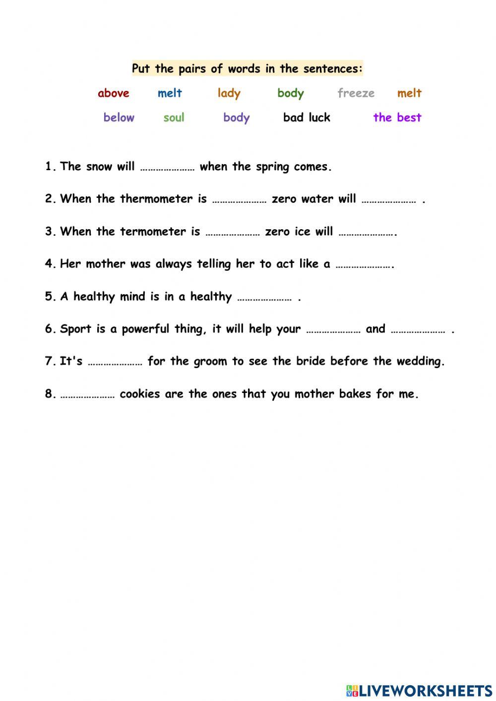 Vocabulary opposites