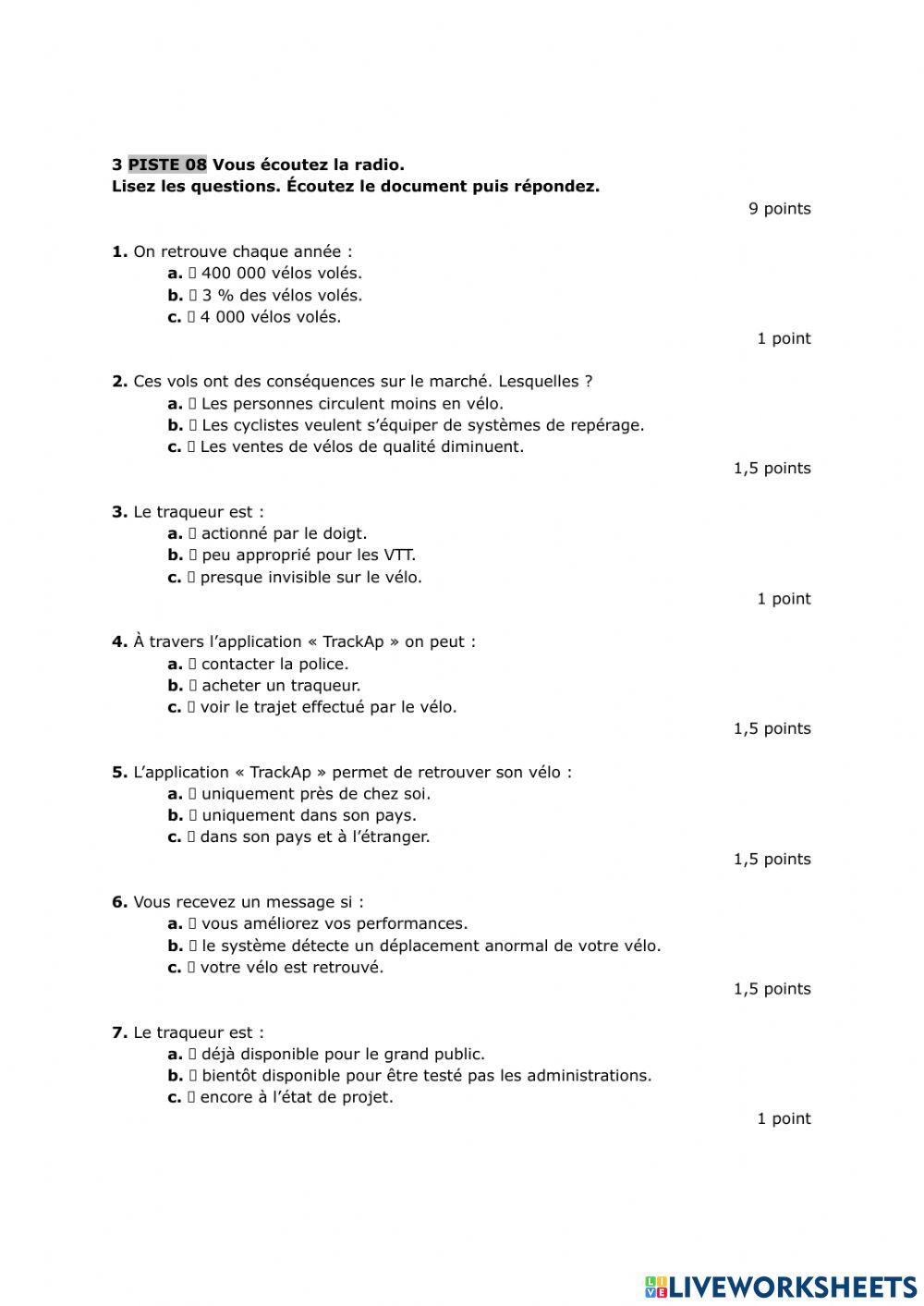 Simulation DELF B1 CO
