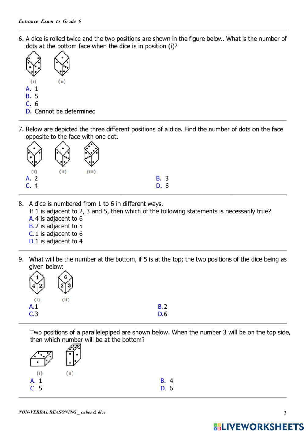 Cubes & Dice - Practice 45