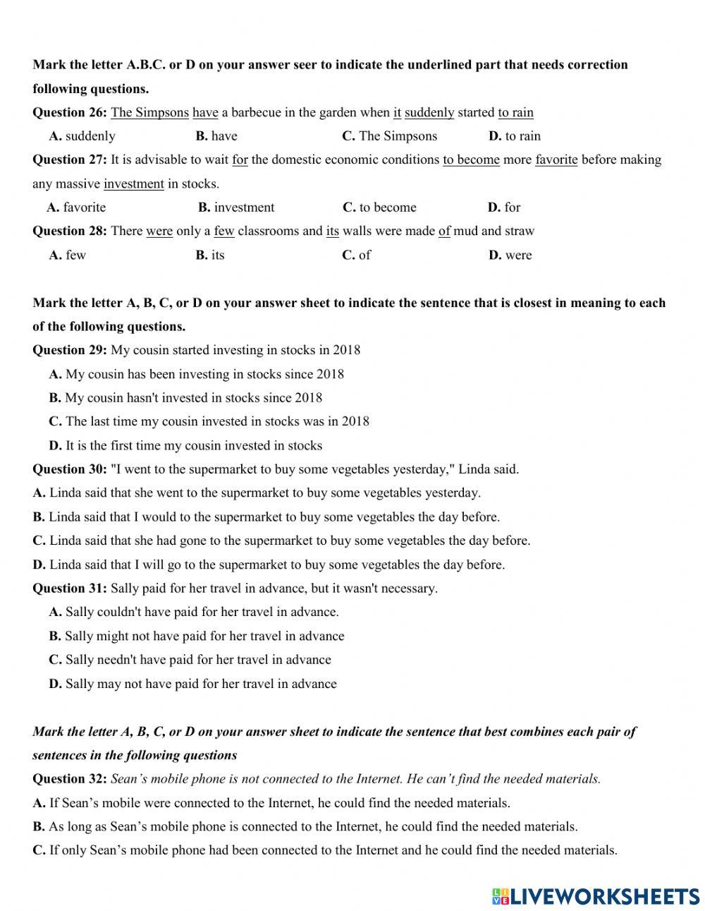 Practice 34 worksheet | Live Worksheets