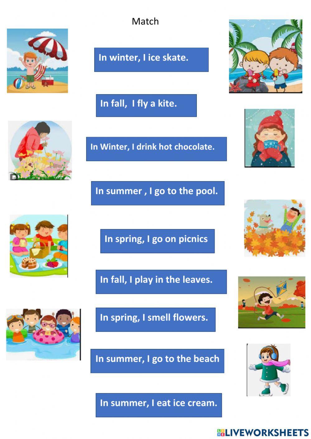 Seasonal Activities worksheet for Third Live Worksheets