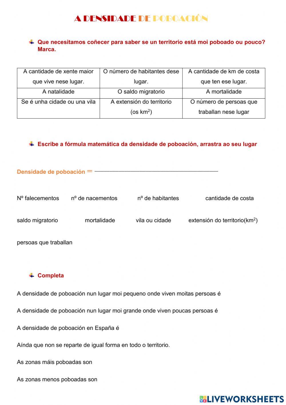 A densidade de poboación