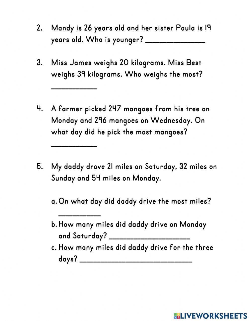 Ave Infant Grade 2 Home work online exercise for | Live Worksheets