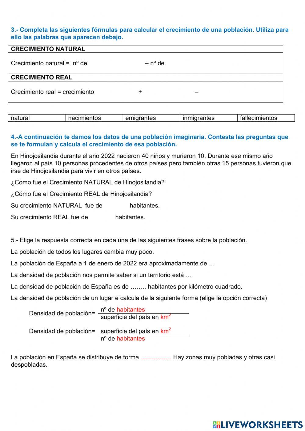 La población de Europa, España y Andalucía